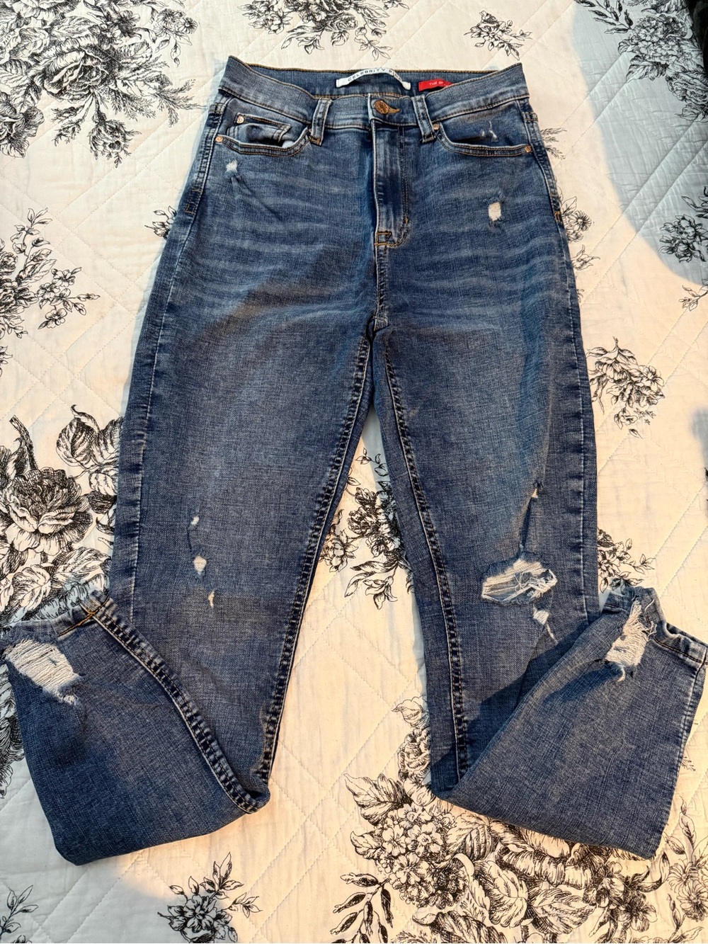 Celebrity Pink Distressed Dark Blue Skinny Jeans